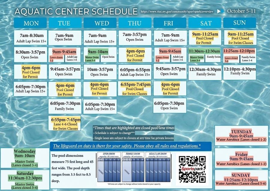 Aquatics Center Schedule