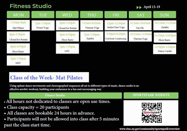 Fitness Classes Schedule