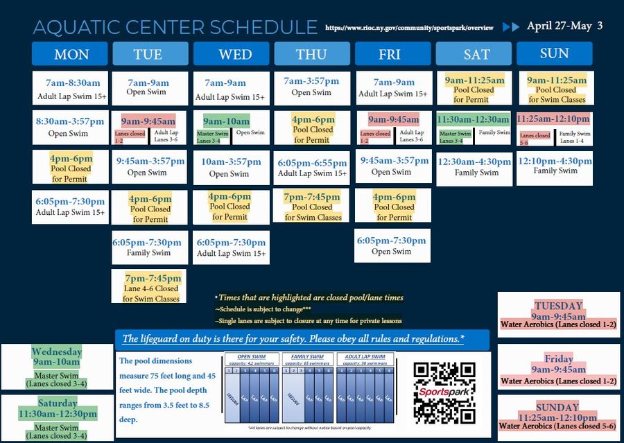 Aquatics Center Schedule