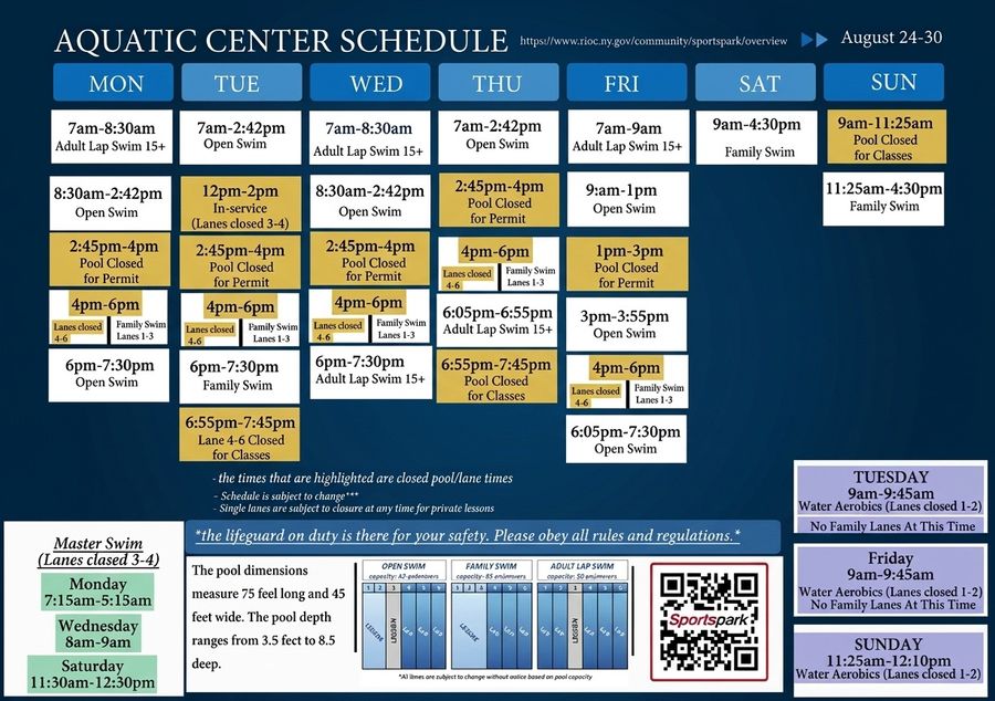 Aquatics Center Schedule