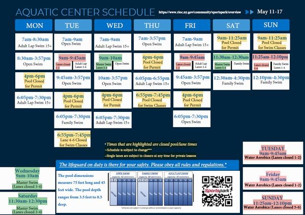 Aquatics Center Schedule